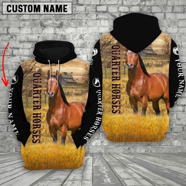 Personalized Name Quarter Horses 3D Hoodie, Farm Hoodie, Farmher Shirt