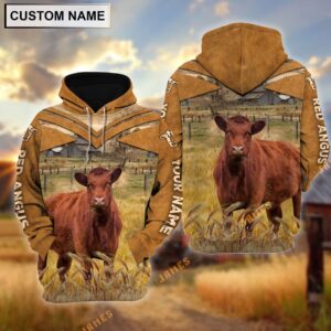 Personalized Name Red Angus Brown Pattern…