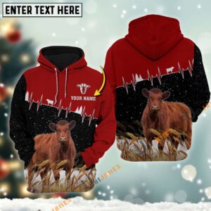 Personalized Name Red Angus Xmas Hoodie,…