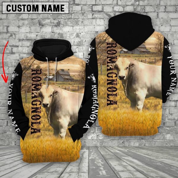Personalized Name Romagnola Cattle On The Farm All Over Printed 3D Hoodie, Farm Hoodie, Farmher Shirt