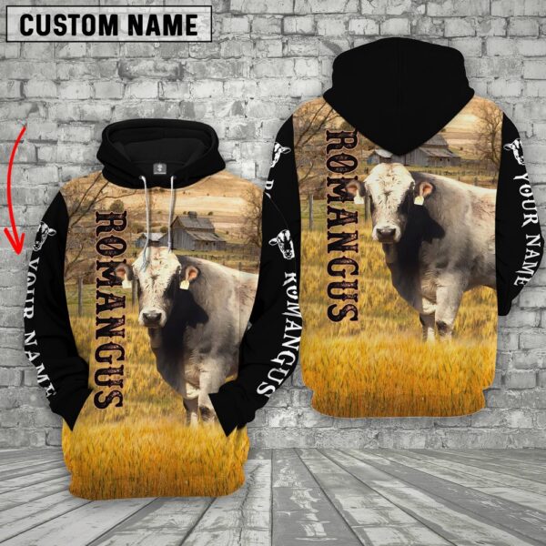 Personalized Name Romangus Cattle On The Farm All Over Printed 3D Hoodie, Farm Hoodie, Farmher Shirt
