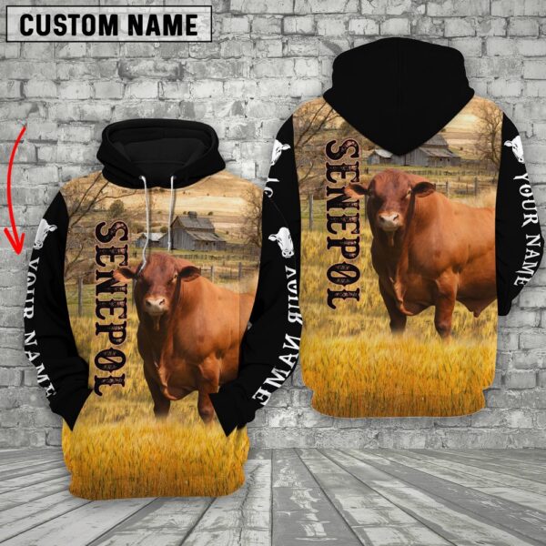 Personalized Name Senepol Cattle 3D Hoodie, Farm Hoodie, Farmher Shirt