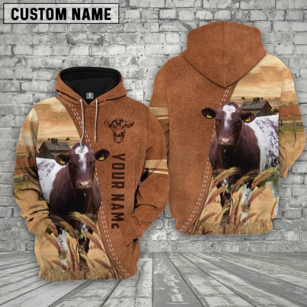Personalized Name Shorthorn Brown 3D Shirt, Farm Hoodie, Farmher Shirt