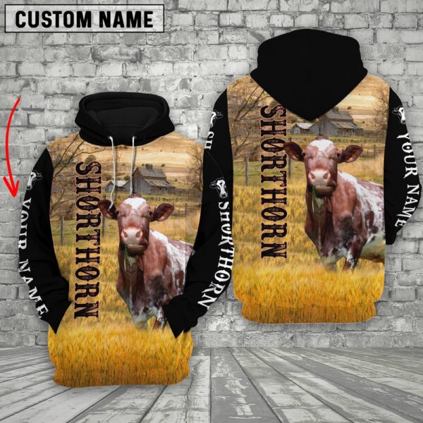 Personalized Name Shorthorn Cattle On The Farm 3D Shirt, Farm Hoodie, Farmher Shirt