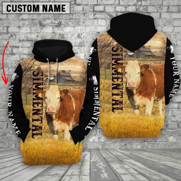 Personalized Name Simmental Cattle On The Farm 3D Shirt, Farm Hoodie, Farmher Shirt
