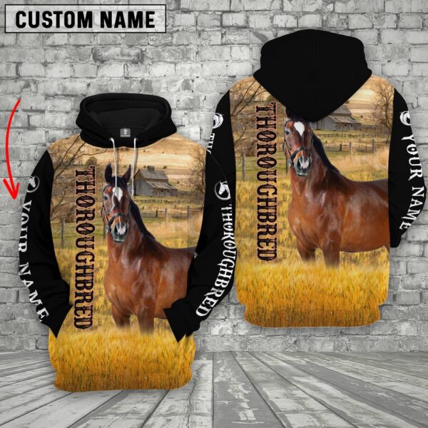 Personalized Name Thoroughbred House On The Farm 3D Hoodie, Farm Hoodie, Farmher Shirt