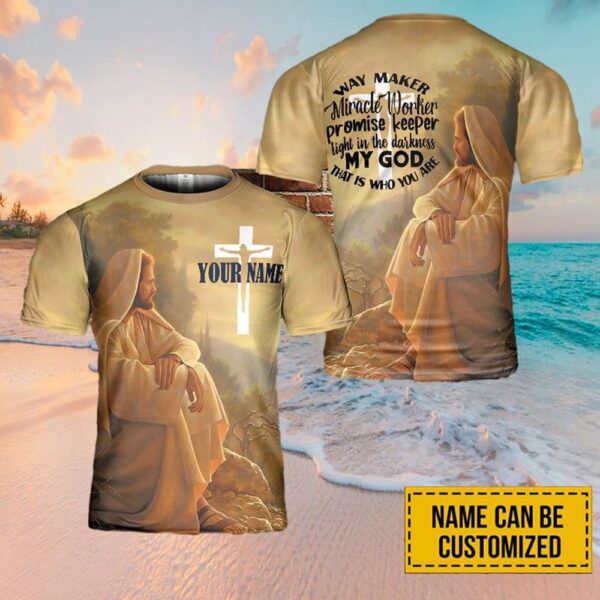 Personalized Name Way Maker Miracle Worker Jesus 3D T Shirt, Christian T Shirt, Jesus Tshirt Designs, Jesus Christ Shirt