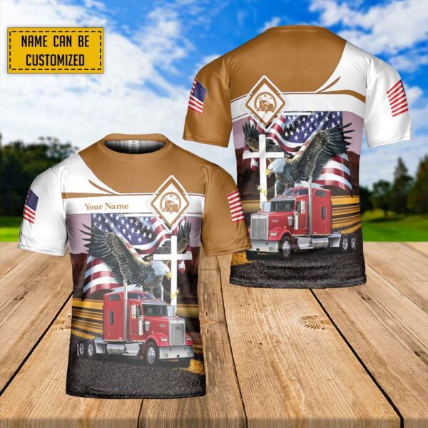Personalized Trucker Jesus Eagle Wings 3D T Shirt, Christian T Shirt, Jesus Tshirt Designs, Jesus Christ Shirt
