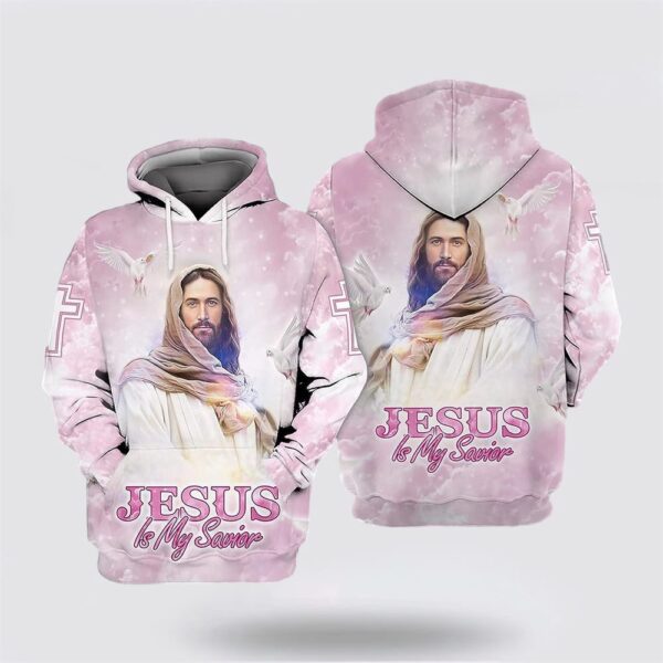 Pink Jesus Is My Savior All Over Print Hoodie Shirt, Christian Hoodie, Bible Hoodies, Scripture Hoodies