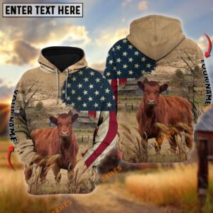 Red Angus US Flag Customized Name…
