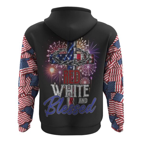 Red White And Blessed America Cross Independence Day Hoodie, Christian Hoodie, Bible Hoodies, Religious Hoodies