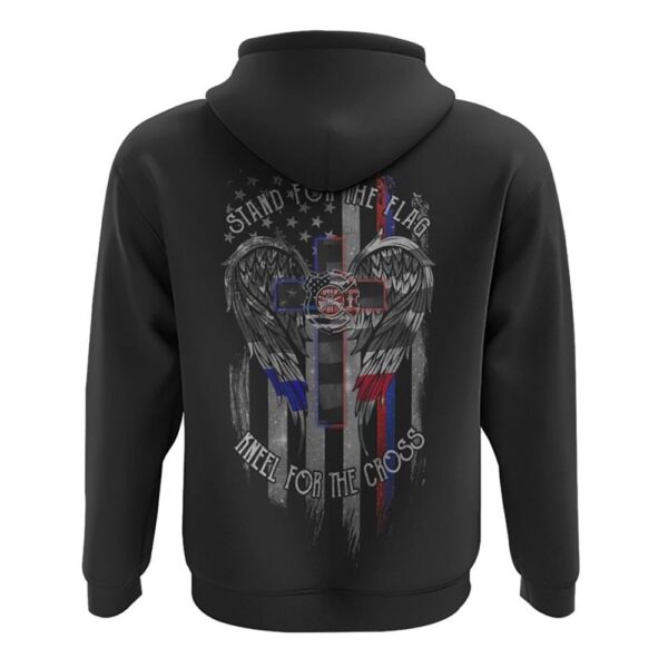 Stand For The Flag Kneel For The Cross Back The Brave Firefighter Hoodie, Christian Hoodie, Bible Hoodies, Religious Hoodies