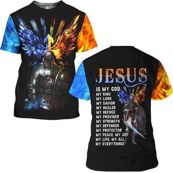Warrior Lion Jesus Is My God My King 3D T Shirt, Christian T Shirt, Jesus Tshirt Designs, Jesus Christ Shirt