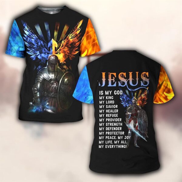 Warrior Lion Jesus Is My God My King 3D T Shirt, Christian T Shirt, Jesus Tshirt Designs, Jesus Christ Shirt