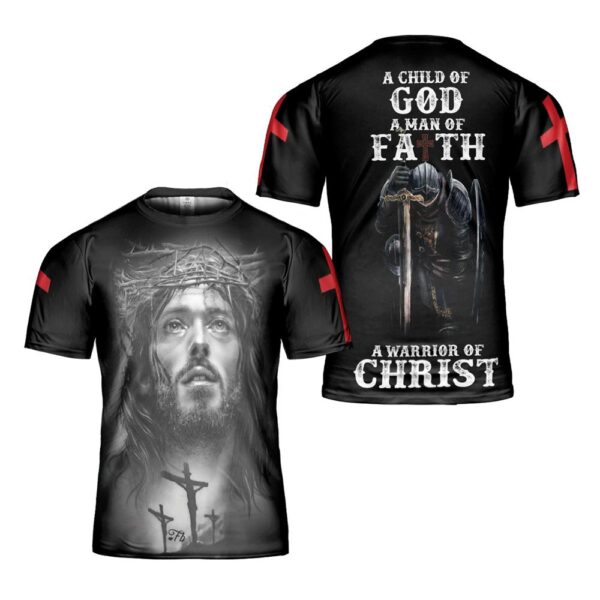 Warrior Of Christ Jesus Portrait Art A Child Of God A Man Of Faith Warrior Of Christ 3D T Shirt, Christian T Shirt, Jesus Tshirt Designs, Jesus Christ Shirt