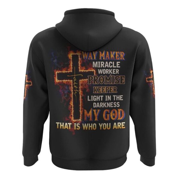 Way Maker Miracle Worker Fire Cross Hoodie, Christian Hoodie, Bible Hoodies, Religious Hoodies