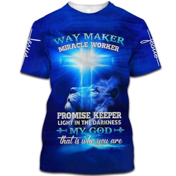 Way Maker Miracle Worker Lion Cross 1 3D T Shirt, Christian T Shirt, Jesus Tshirt Designs, Jesus Christ Shirt