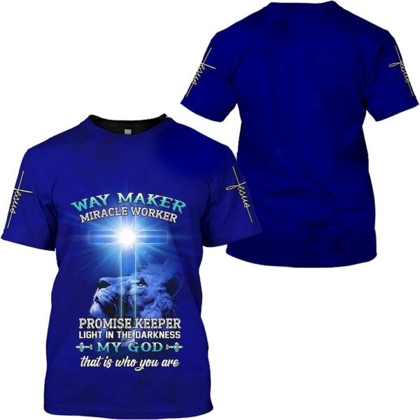 Way Maker Miracle Worker Lion Cross 2 3D T Shirt, Christian T Shirt, Jesus Tshirt Designs, Jesus Christ Shirt