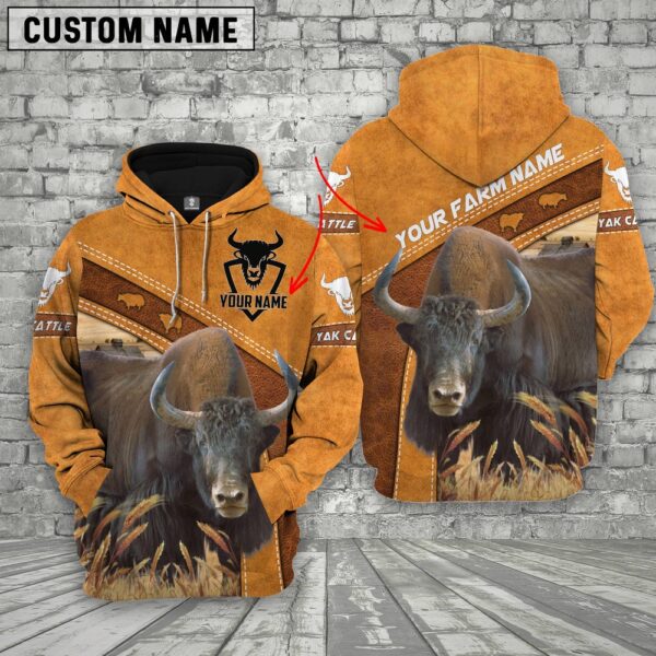 Yak Cattle Custom Name Printed Cattle 3D Hoodie, Farm Hoodie, Farmher Shirt