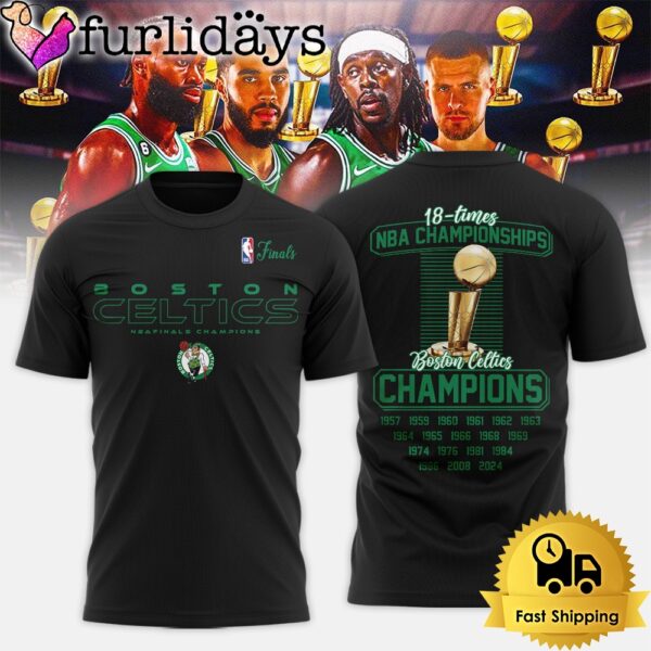 18 Time NBA Championship Boston Celtics Champions 2024 All Over Print T-Shirt