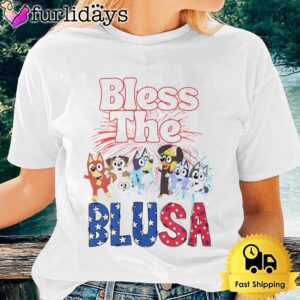 Bless The BLUSA Bluey Family 4th Of July Unisex T-Shirt