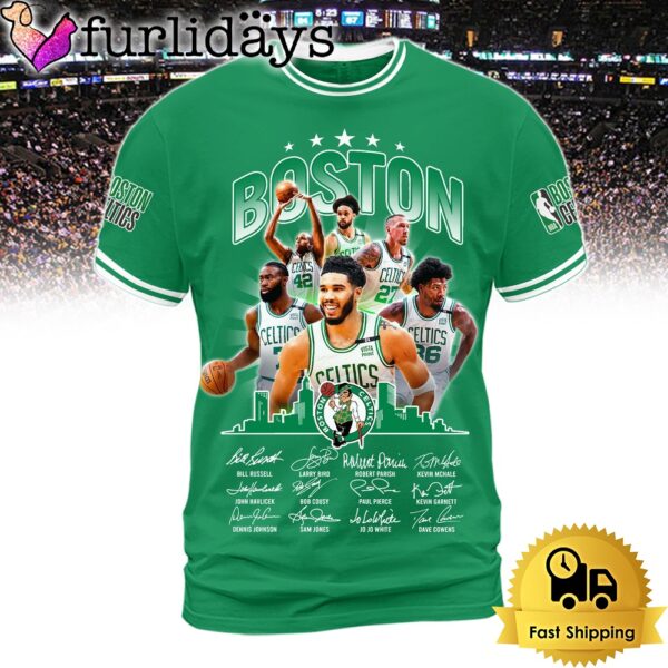 Boston Celtics Champions NBA Finals 2024 Player Signature All Over Print T-Shirt