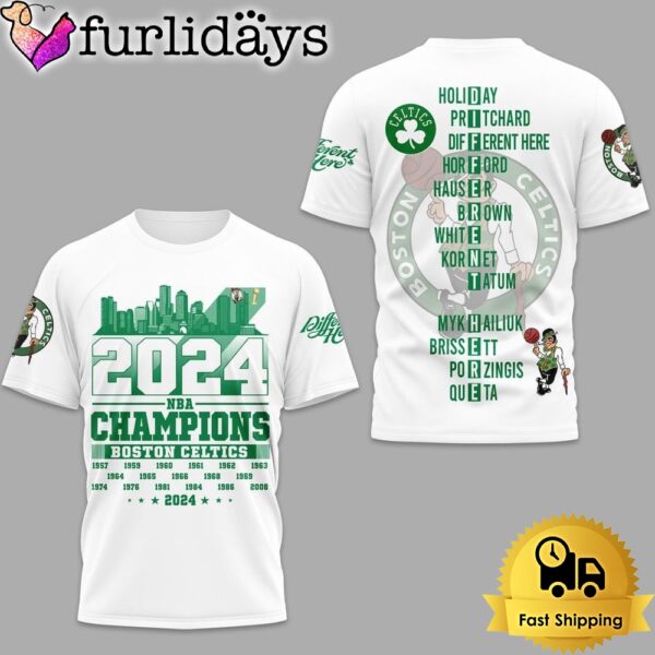 Boston Celtics NBA Finals Champions 18 Time 2024 All Over Print T-Shirt