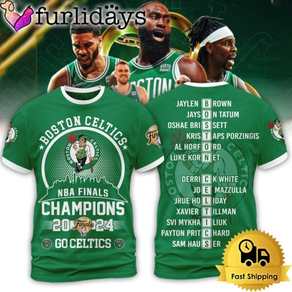 Boston Celtics NBA Finals Champions 2024 Player List All Over Print T-Shirt