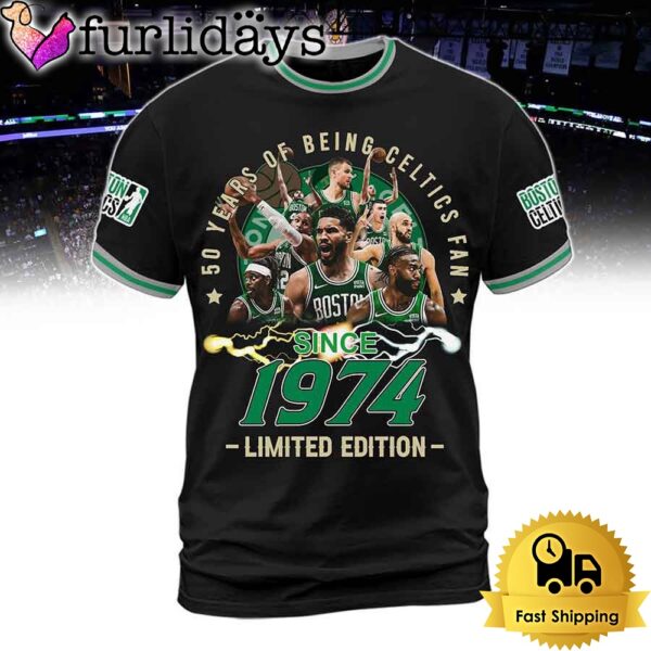 Boston Celtics NBA Finals Champions 50 Years Of Being Celtics Fan Since 1974 All Over Print T-Shirt