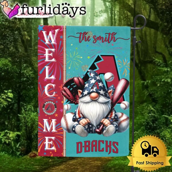 Custom Name MLB Arizona Diamondbacks Gnomes 4th Of July Flag