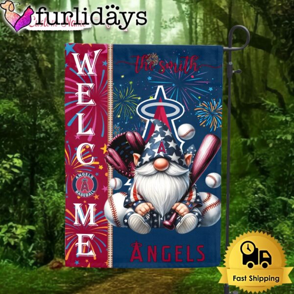 Custom Name MLB Los Angeles Angels Gnomes 4th Of July Flag