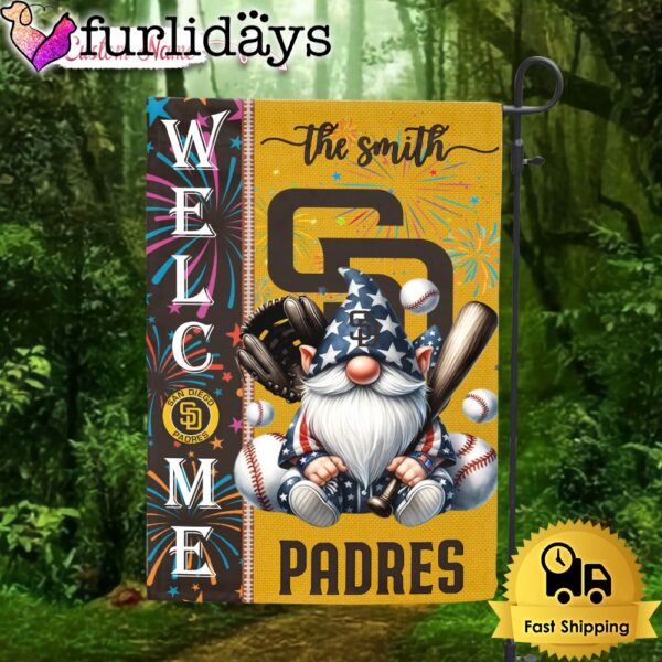 Custom Name MLB San Diego Padres Gnomes 4th Of July Flag