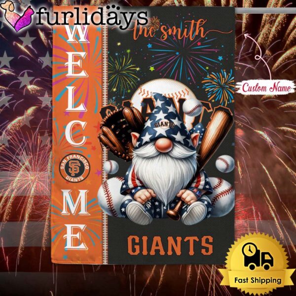 Custom Name MLB San Francisco Giants Gnomes 4th Of July Flag