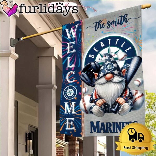 Custom Name MLB Seattle Mariners Gnomes 4th Of July Flag