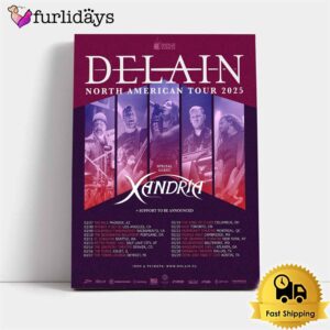 Delain North American Tour 2025 With Special Guest Xandria Schedule Poster Canvas