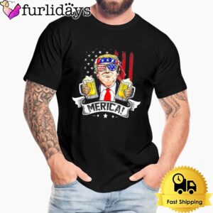 Donald Trump 4th Of July Merica For Men Women USA American Flag T-Shirt
