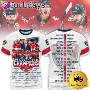 Florida Panthers 2024 Stanley Cup Champions Signature All Over Print T-Shirt