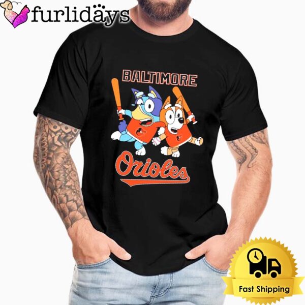 Funny Cute Bluey Baltimore Orioles Team MLB 2024 Unisex T-Shirt