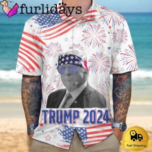 Independence Day American Donald Trump Face US Flag Patten Hawaiian Shirt
