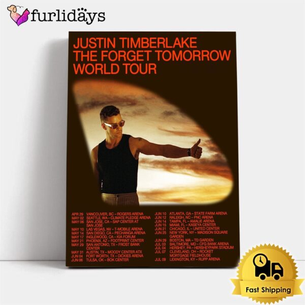 Justin Timberlake The Forget Tomorrow World Tour 2024 Poster Canvas