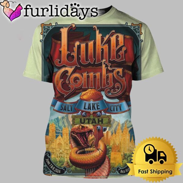 Luke Combs Two Concert On July 7 And 8 In Salt Lake City Utah At Rice Eccles Stadium 3D T-Shirt