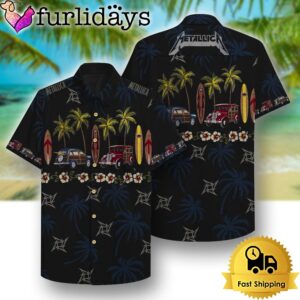 Metallica Black Beach Pattern Hawaiian Shirt