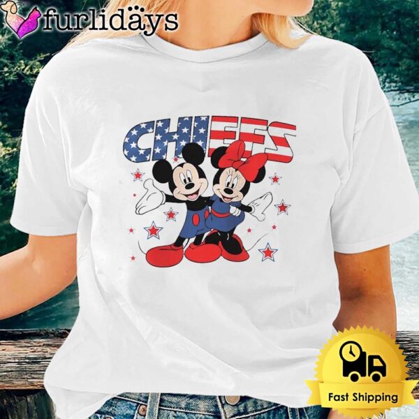 NFL Kansas City Chiefs Independence Day Proud of 4 July Mickey Love Flag America T-Shirt