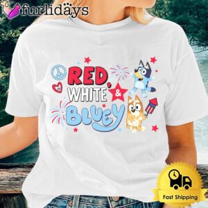 Peace Red White Bluey And Bingo 4th Of July Unisex T-Shirt