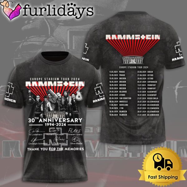 Rammstein 2024 Europe Stadium Tour 30 Years Of Fire on Stage 2024 All Over Print T-Shirt