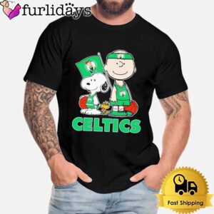 Snoopy And Charlie In Boston Celtics Jersey T-Shirt
