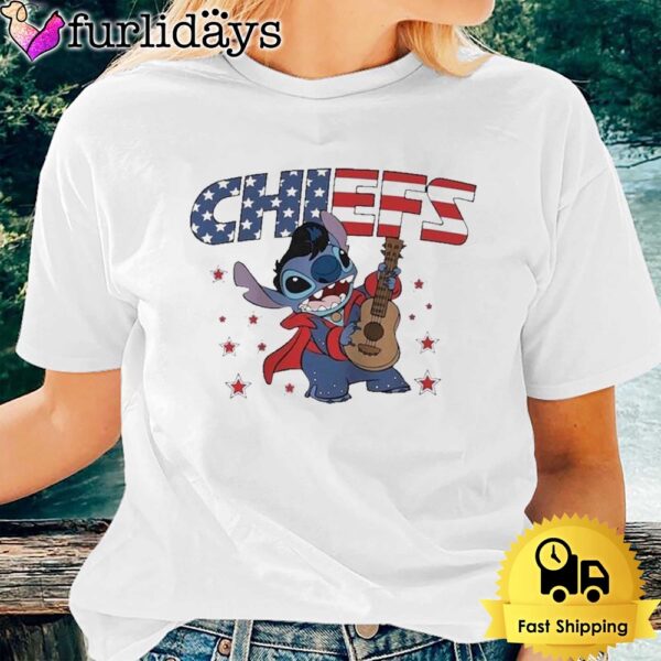 Stitch NFL Kansas City Chiefs Happy Independence Day 4th Of July 2024 Painting T-Shirt