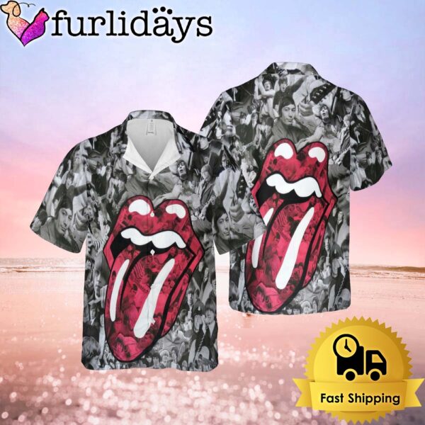 The Rolling Stones Retro Big Tongue Hawaiian Shirt