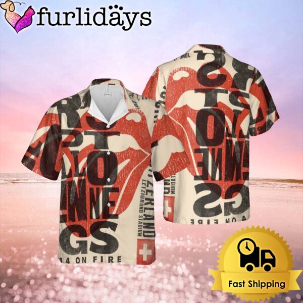 The Rolling Stones Zurich4 on Fire Hawaiian Shirt