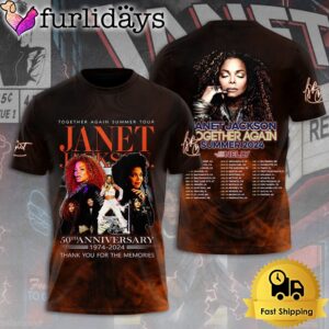 Together Again Summer Tour Janet Jackson 2024 50th Anniversary All Over Print T-Shirt